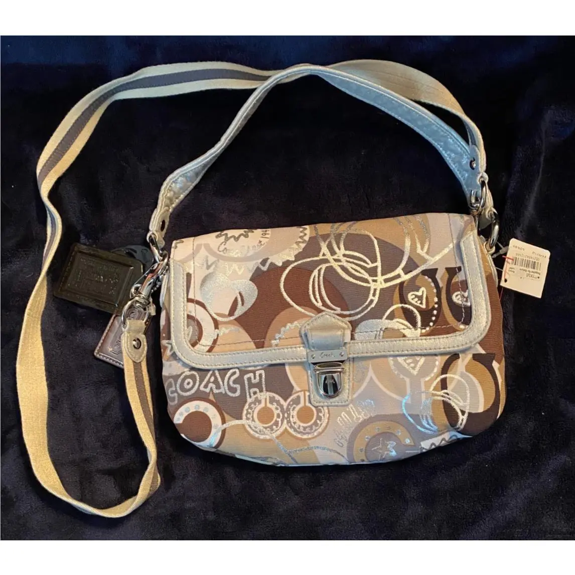 Coach Poppy Pop C Layla Bag Khaki Silver Dust Bag Graffiti D1120-18363