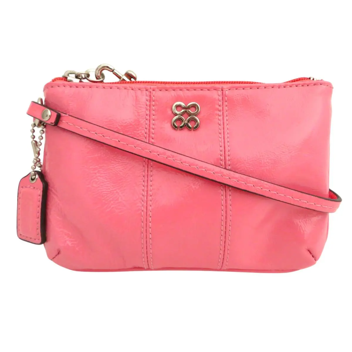 Gift Boxed Coach Vivid Pink Patent Leather Wristlet Wallet Rare