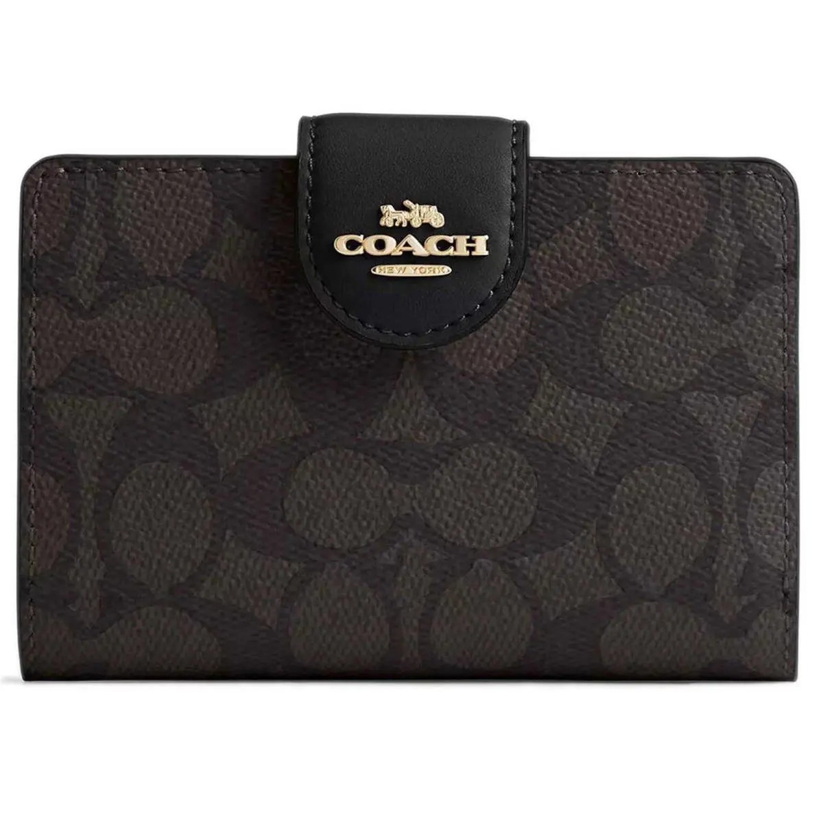 Coach Women`s Zip Wallet Medium Corner Canvas Gold/walnut/black CW786 Blk