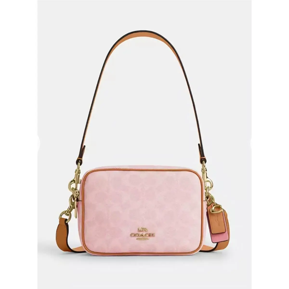 Coach Mini Carey Crossbody Bag Signature Canvas Charms Powder Pink CEK74