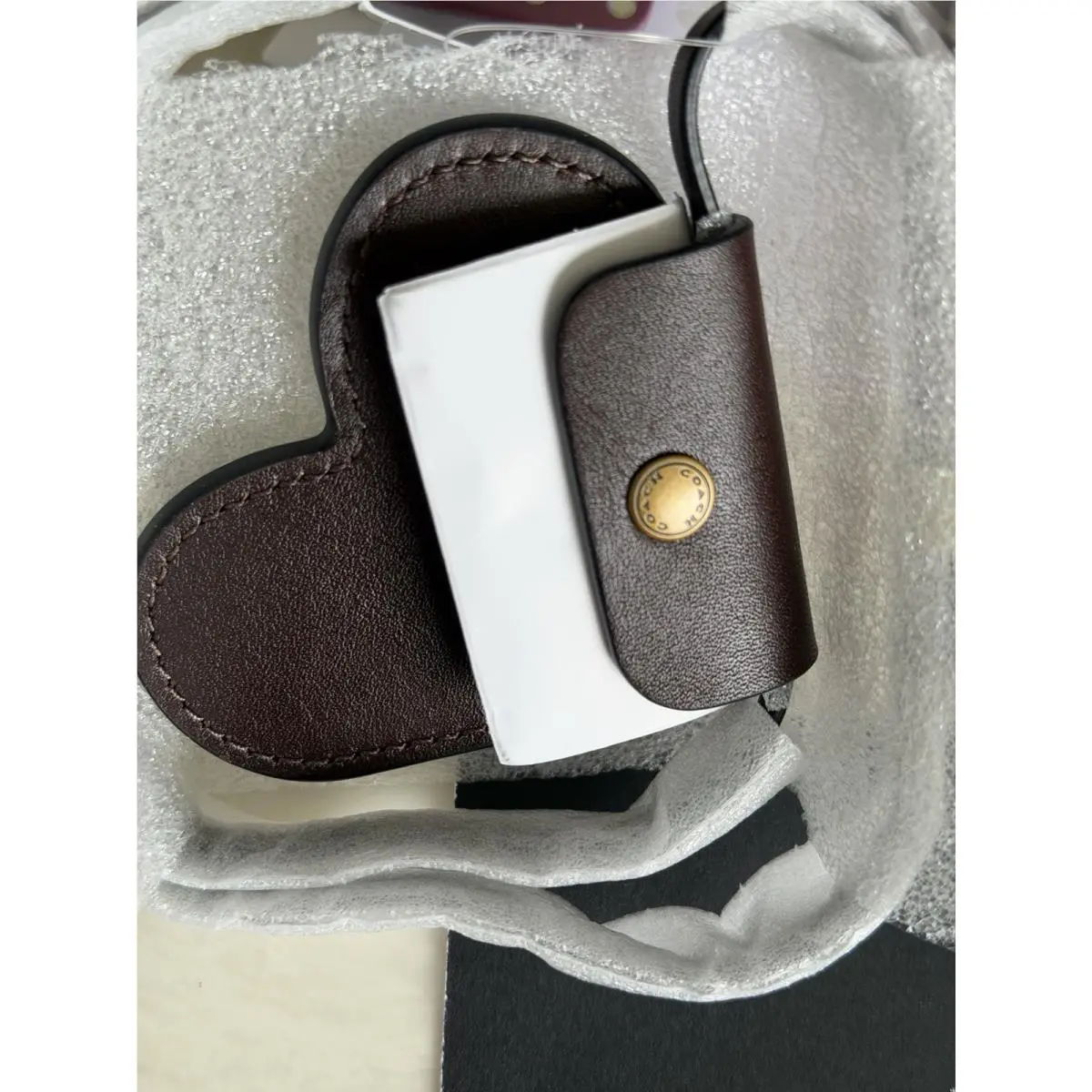 Coach Heart Pouch Dark Maple Leather CCY98