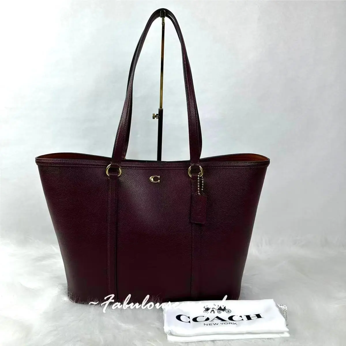 Coach Legacy Tote Bag In Leather/brass/merlot Wine CU056 + Dust Bag