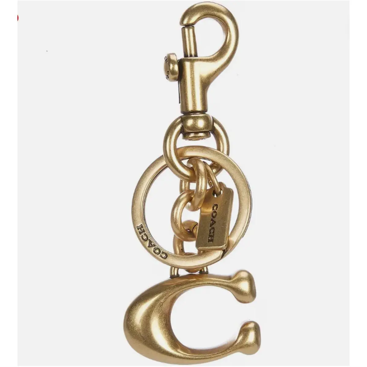 Coach Signature C Bag Charm Key Chain Key Ring In Brass/gold 1635