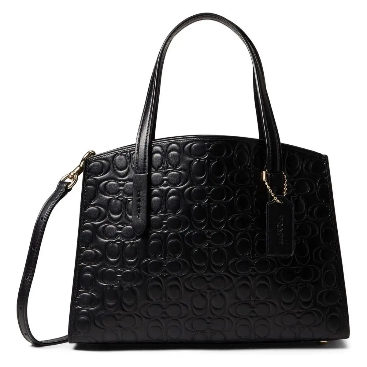 Coach Charlie Carryall 28 Women`s Signature Leather Shoulder Bag Black 51665