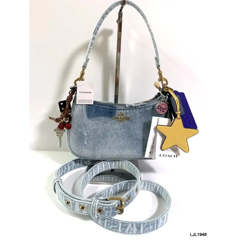 Coach Teri Shoulder Bag In Loved Denim with Charms CDY76 Light Indigo