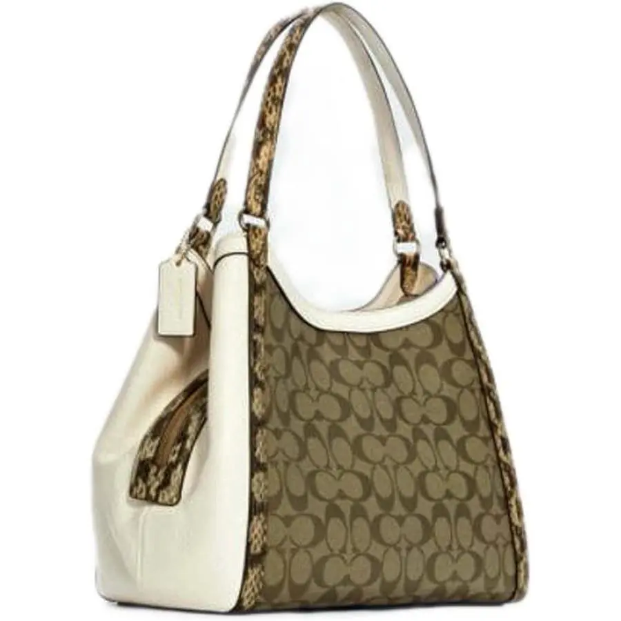 Coach Kristy Lori C7332 Khaki Chalk Colorblock Leather Canvas Shoulder Bag