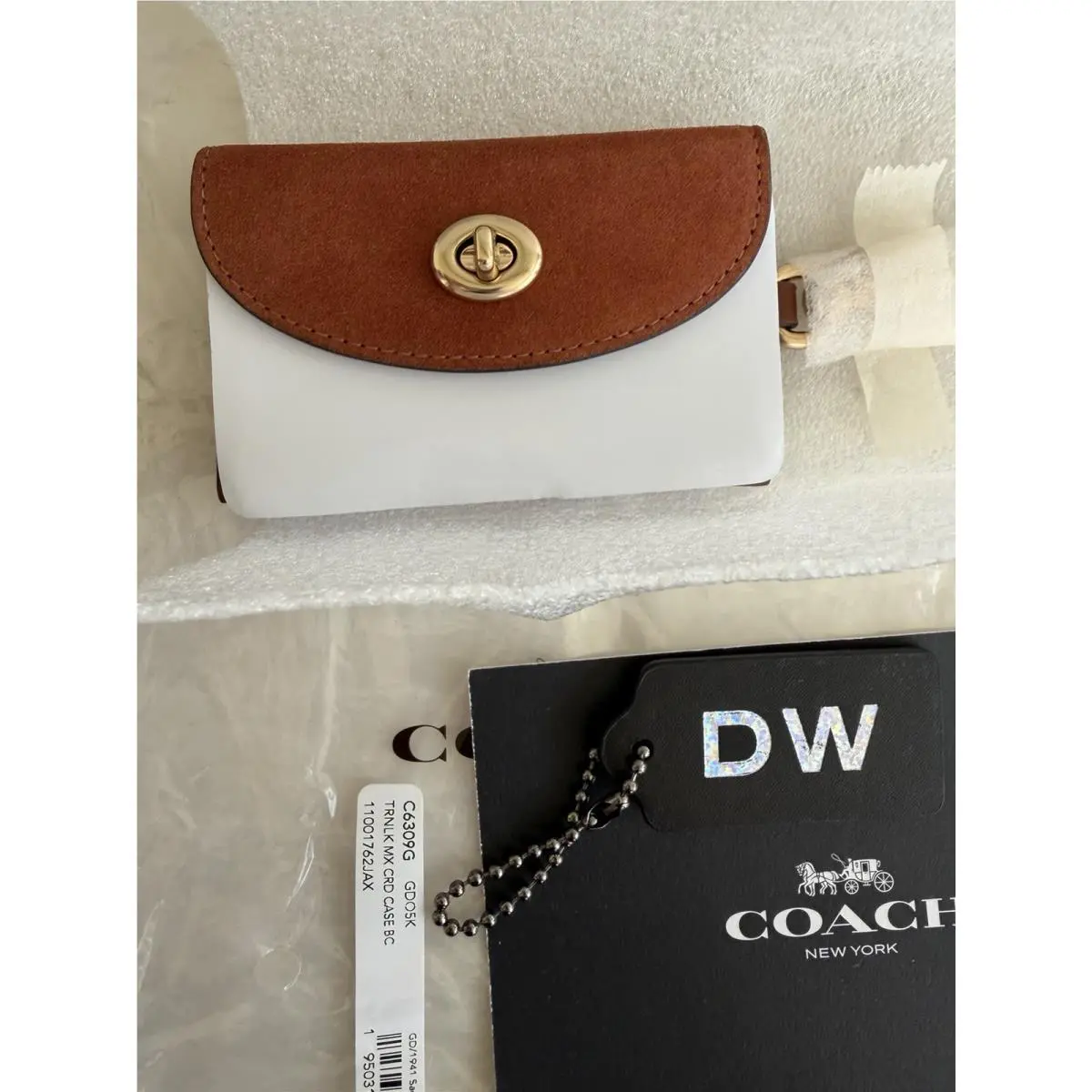 Coach 1941 Turnlock Mixed Suede/leather Saddle Card Case Bag Charm C6309G