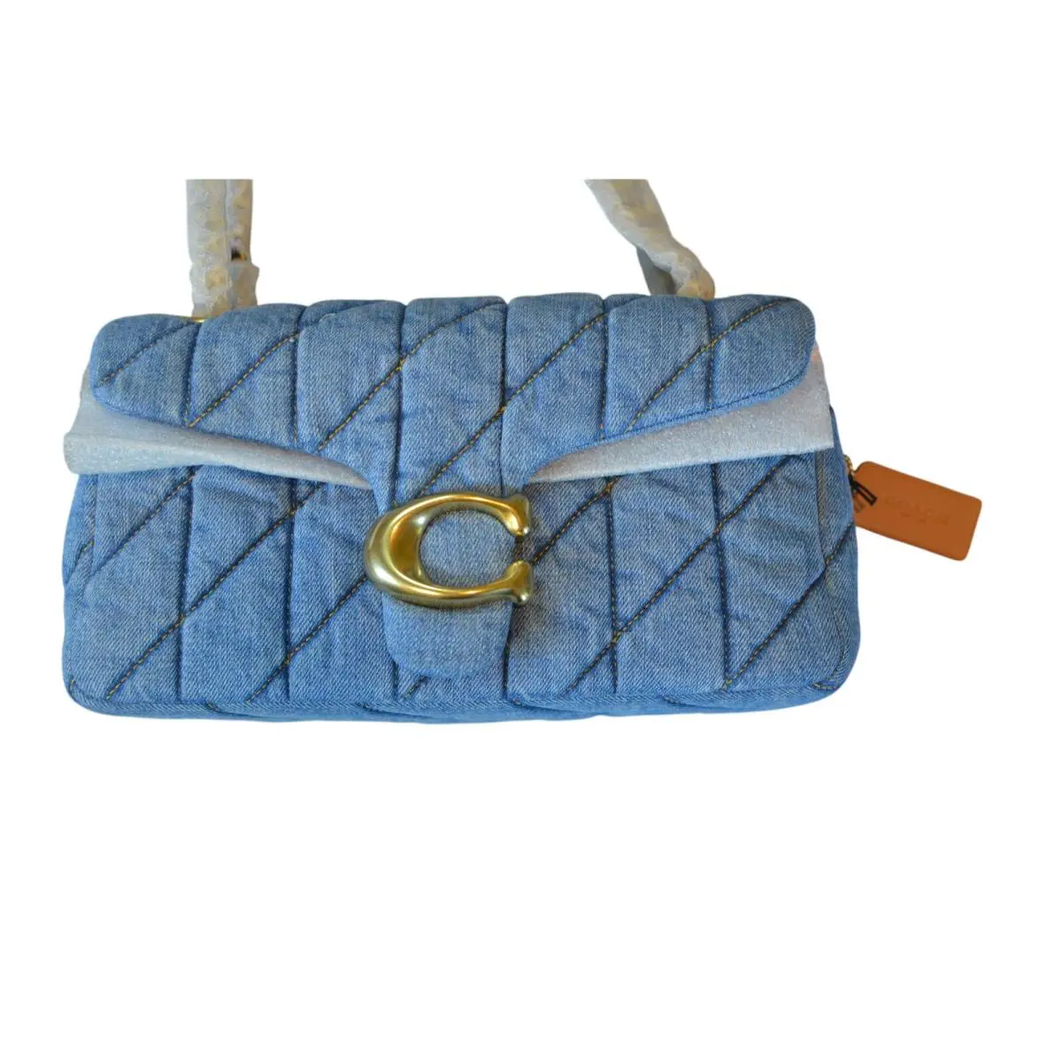Coach Women`s Tabby 26 Quilted Denim Shoulder Bag in Brass Indigo Blue