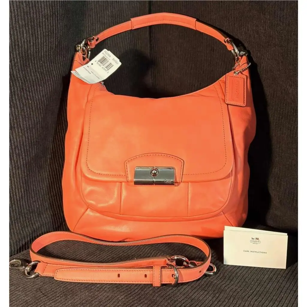 Coach F22306 Kristin Leather Hobo Shoulder Crossbody Bag Pink Geranium