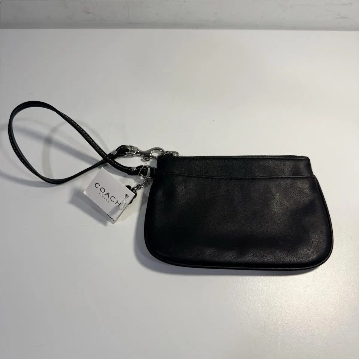 Coach F45651 Butter Smooth Black Leather Wristlet Wallet Coin Purse Small