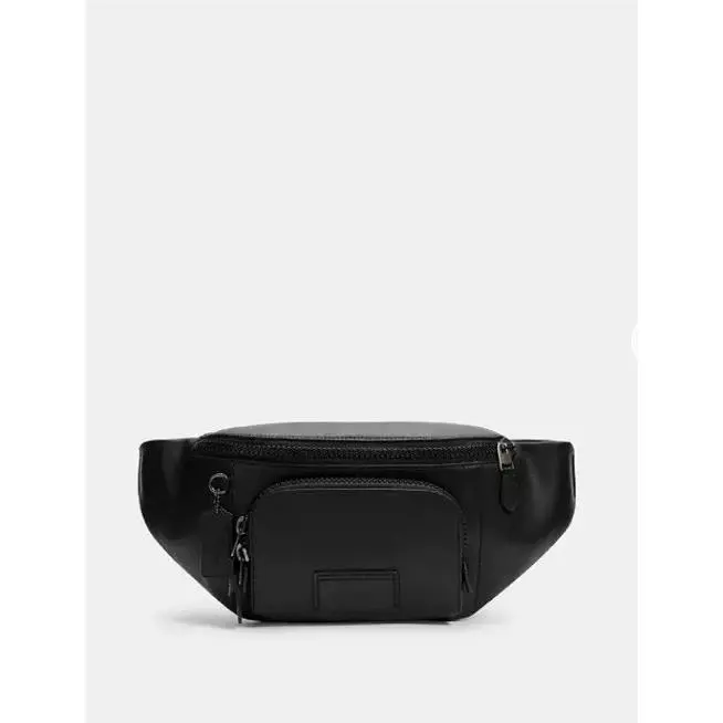 Coach Black Smooth Leather Track Belt Bag