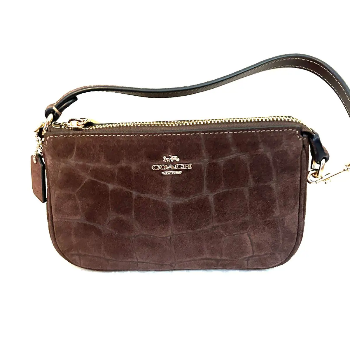 Coach Nolita 19 Crocodile-embossed Suede CCF61 Gold/maple