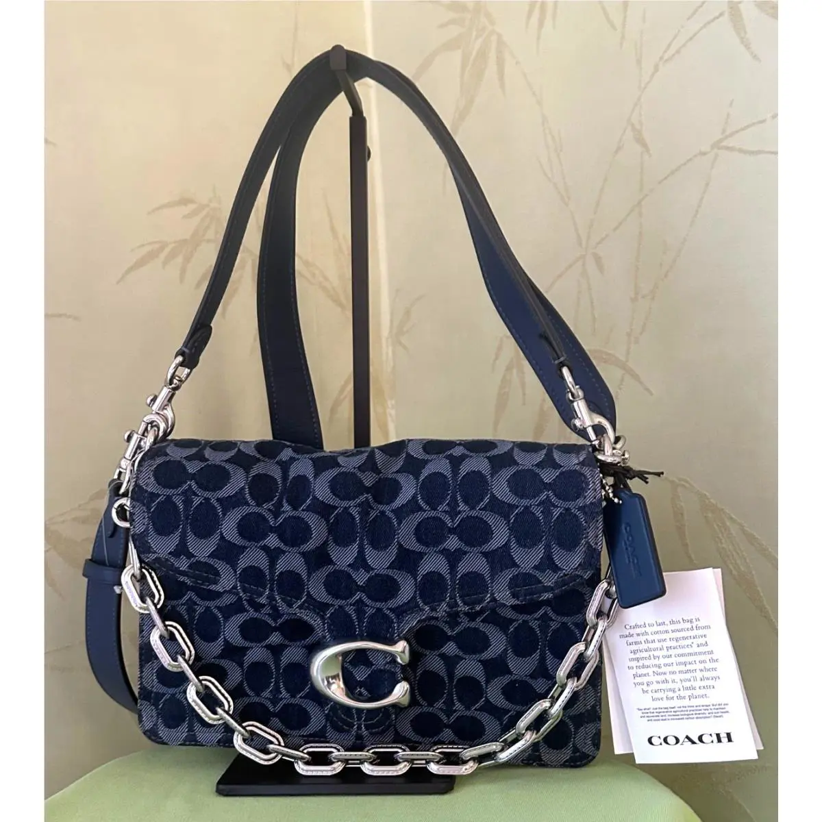 Coach Chain Tabby Shoulder Bag 30 Signature Denim:nwt Deep Blue CAN18
