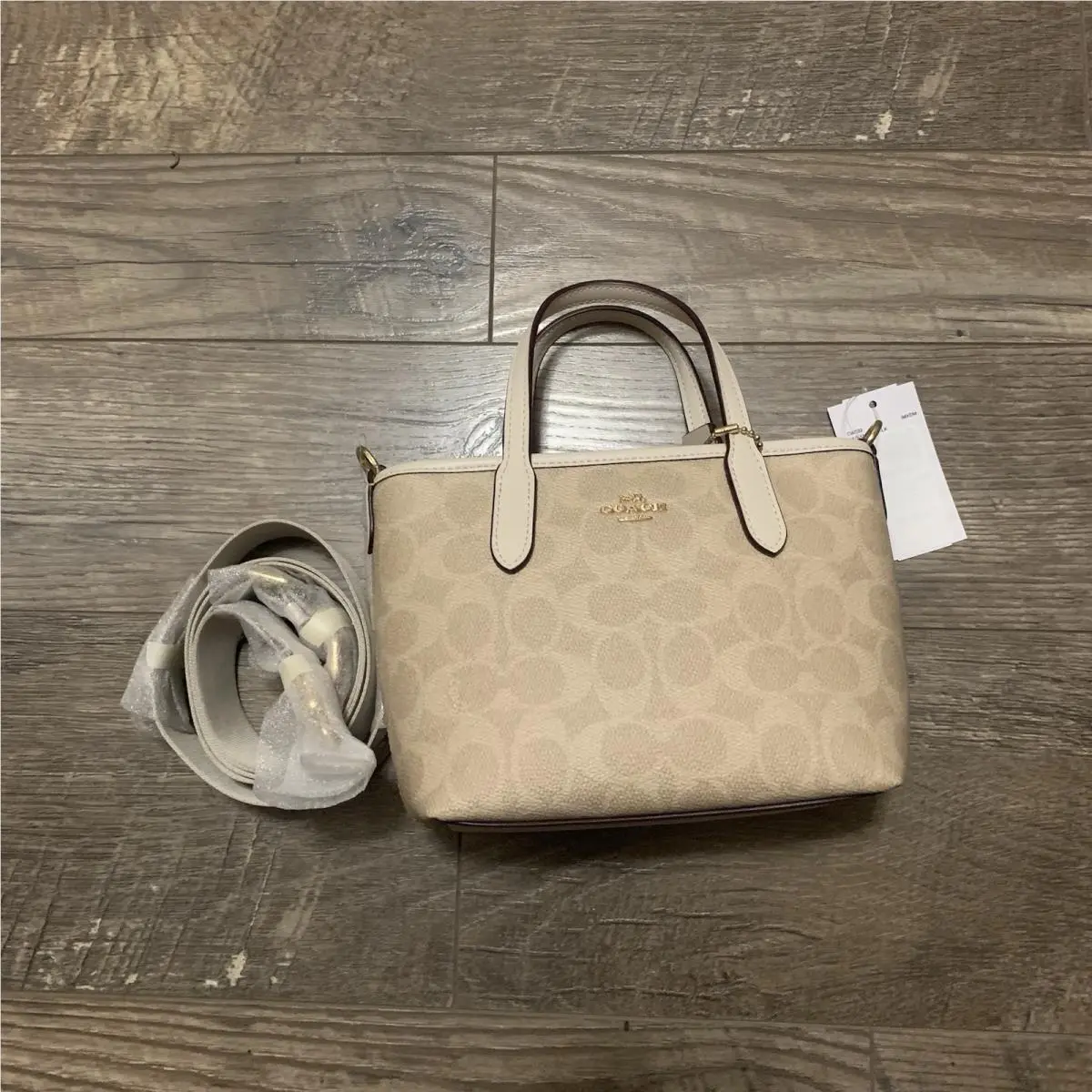 Coach City Mini Tote Bag In Signature Canvas Sand Chalk CW032 —
