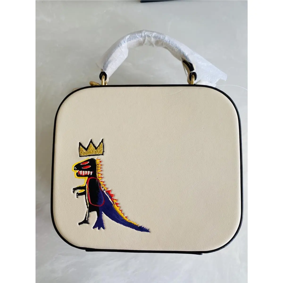 Coach X Jean Michel Basquiat Ivory/multi Square Top Handle Xbody Bag 6897