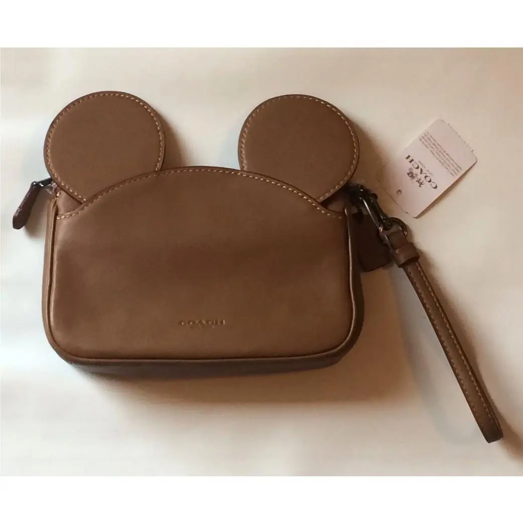 Coach Limited Edition Mickey Mouse Ears Wristlet Saddle Brown Purse