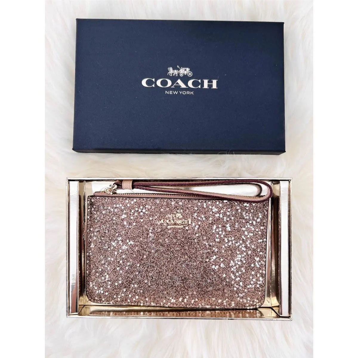 Coach Star Glitter Small Wristlet Gold F22705 in Gift Box