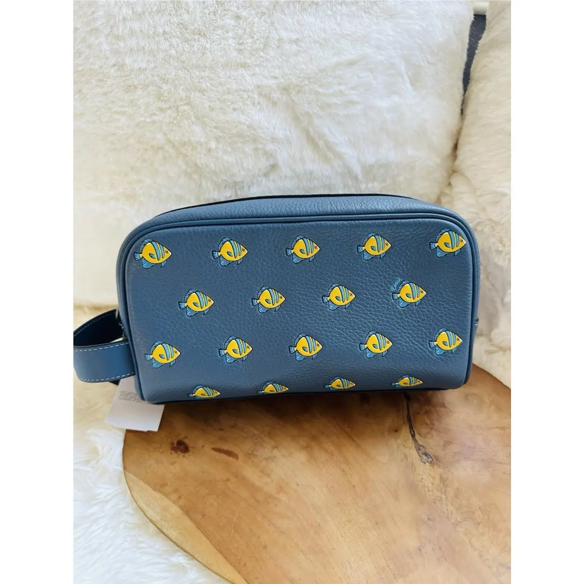 Coach Small Travel Kit with Fish Print CU139 Denim Multi Leather