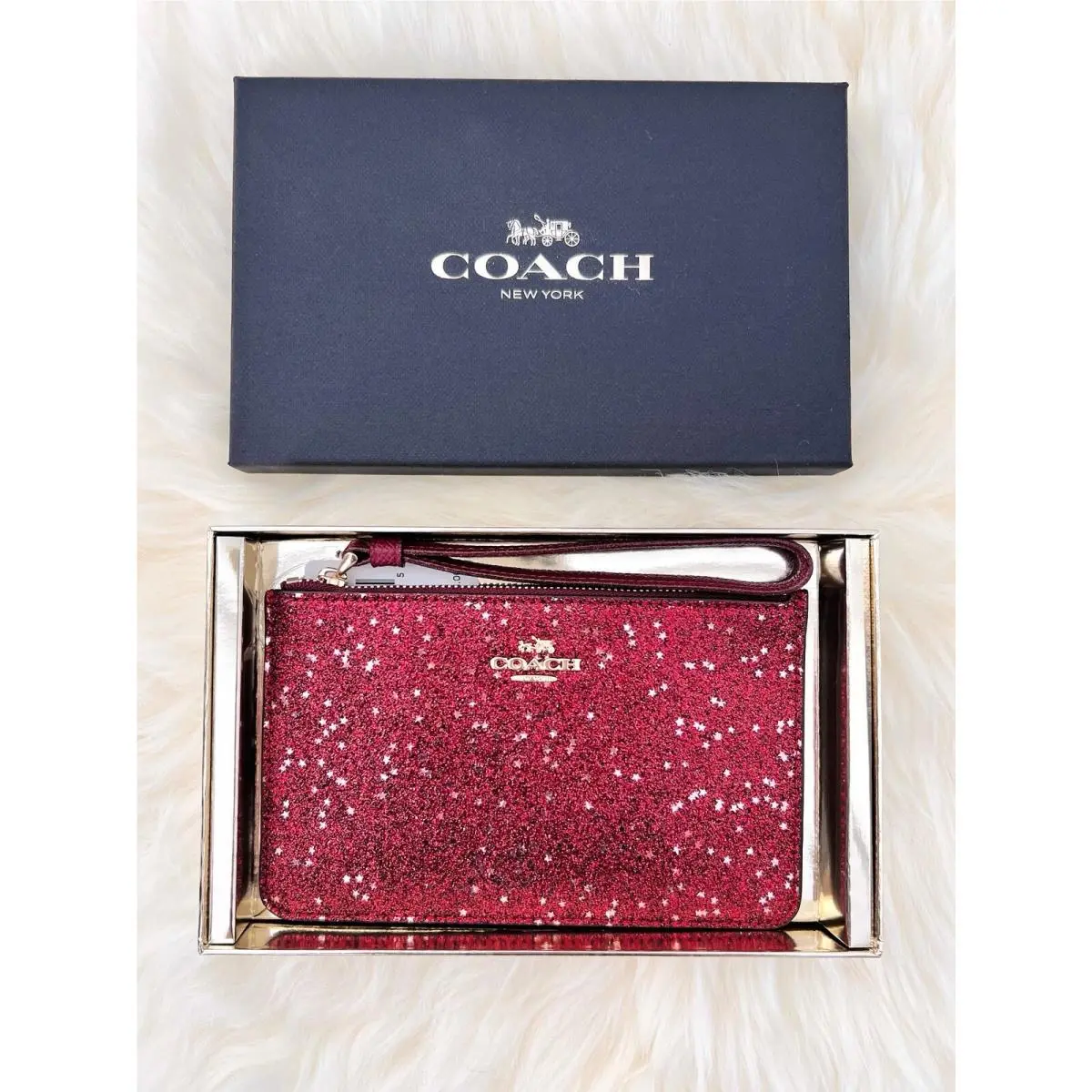Coach Star Glitter Small Wristlet Color /im/oxblood Red F22705