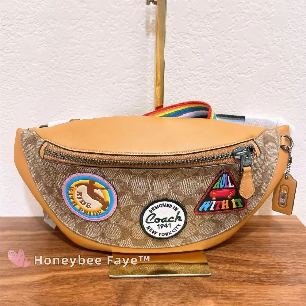 Coach Warren Belt Bag In Signature Canvas with Patches CJ513