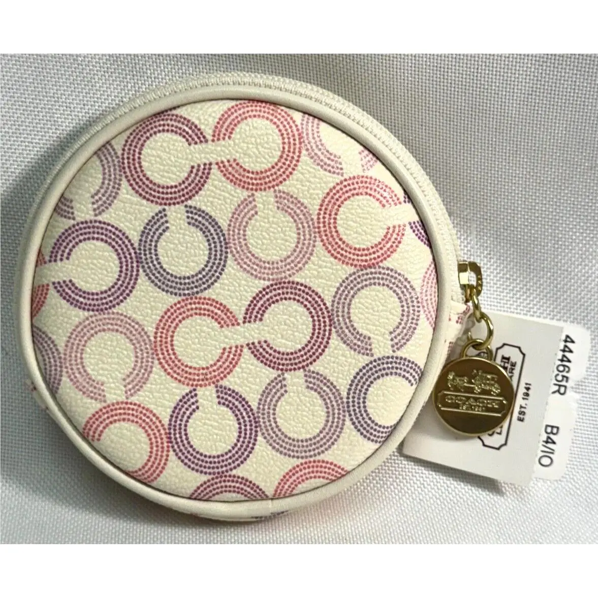 Coach Leatherware Coin Case Circle Wallet 44465R B4/IO Ivory Pink Purple