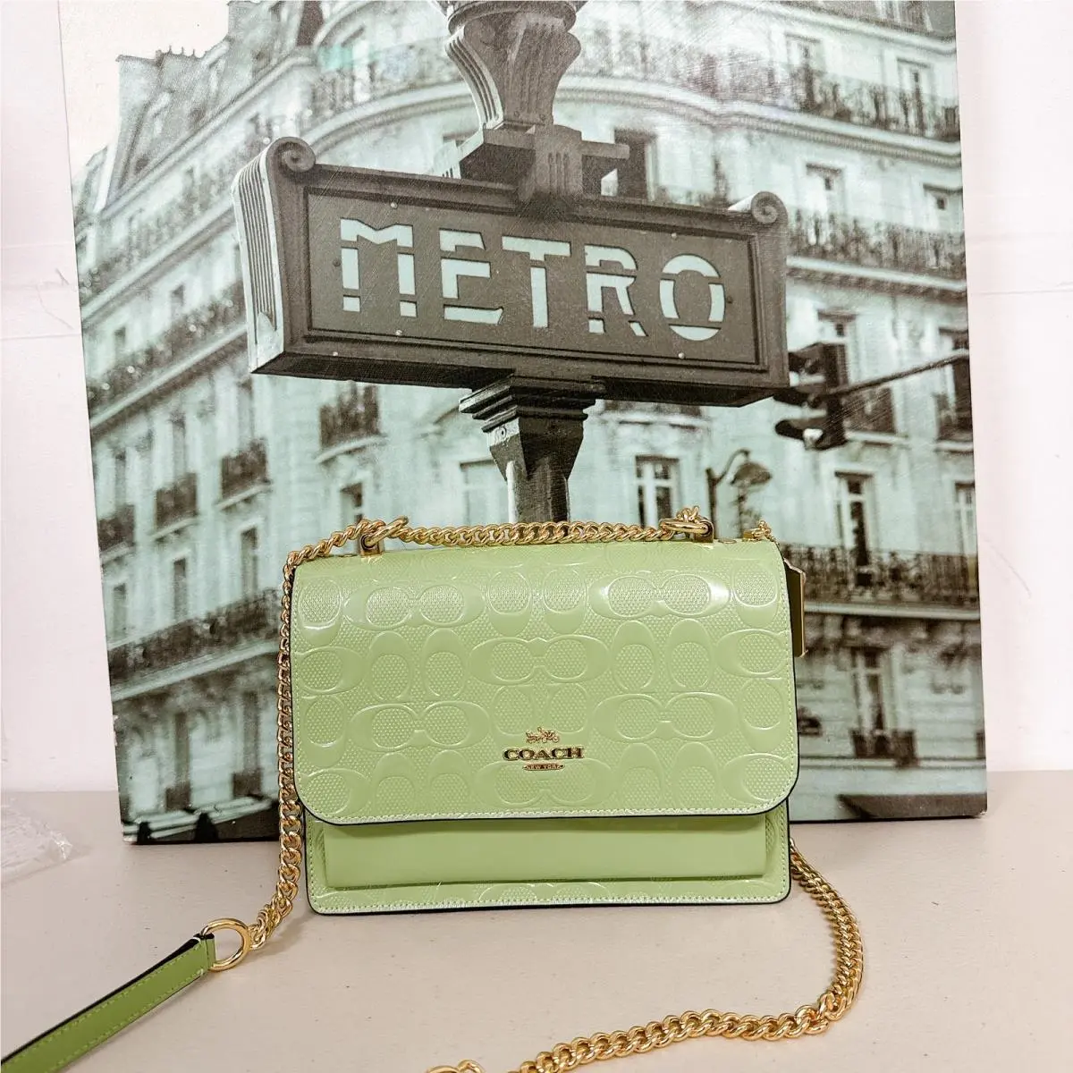 Coach CDA97 Klare Crossbody Bag In Signature Leather Pale Green