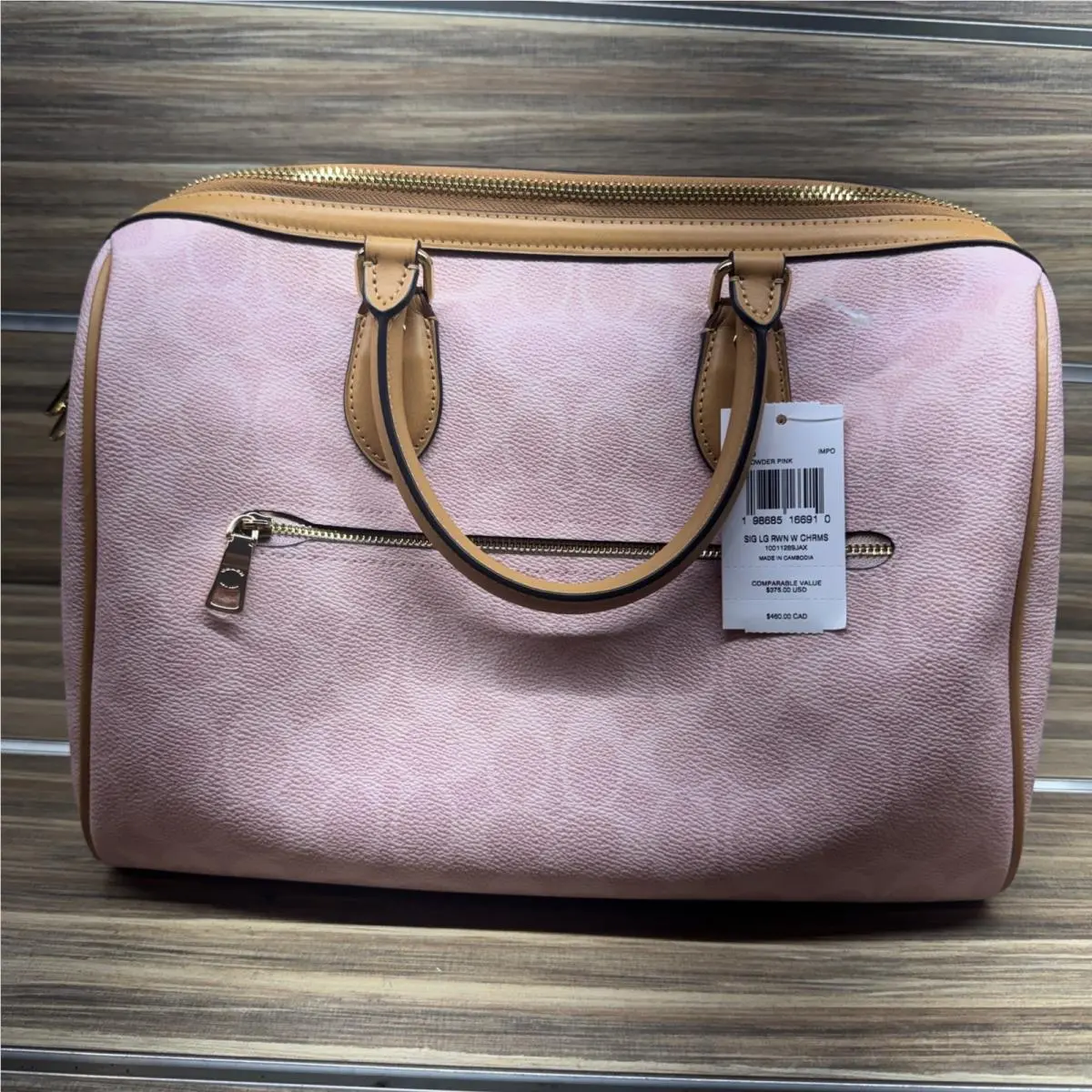 Coach CEA19 Rowan Large Satchel Bag Signature Canvas with Charms Pink
