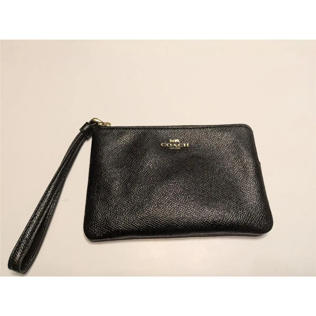 Coach Corner Zip Wristlet Wallet Black 58032