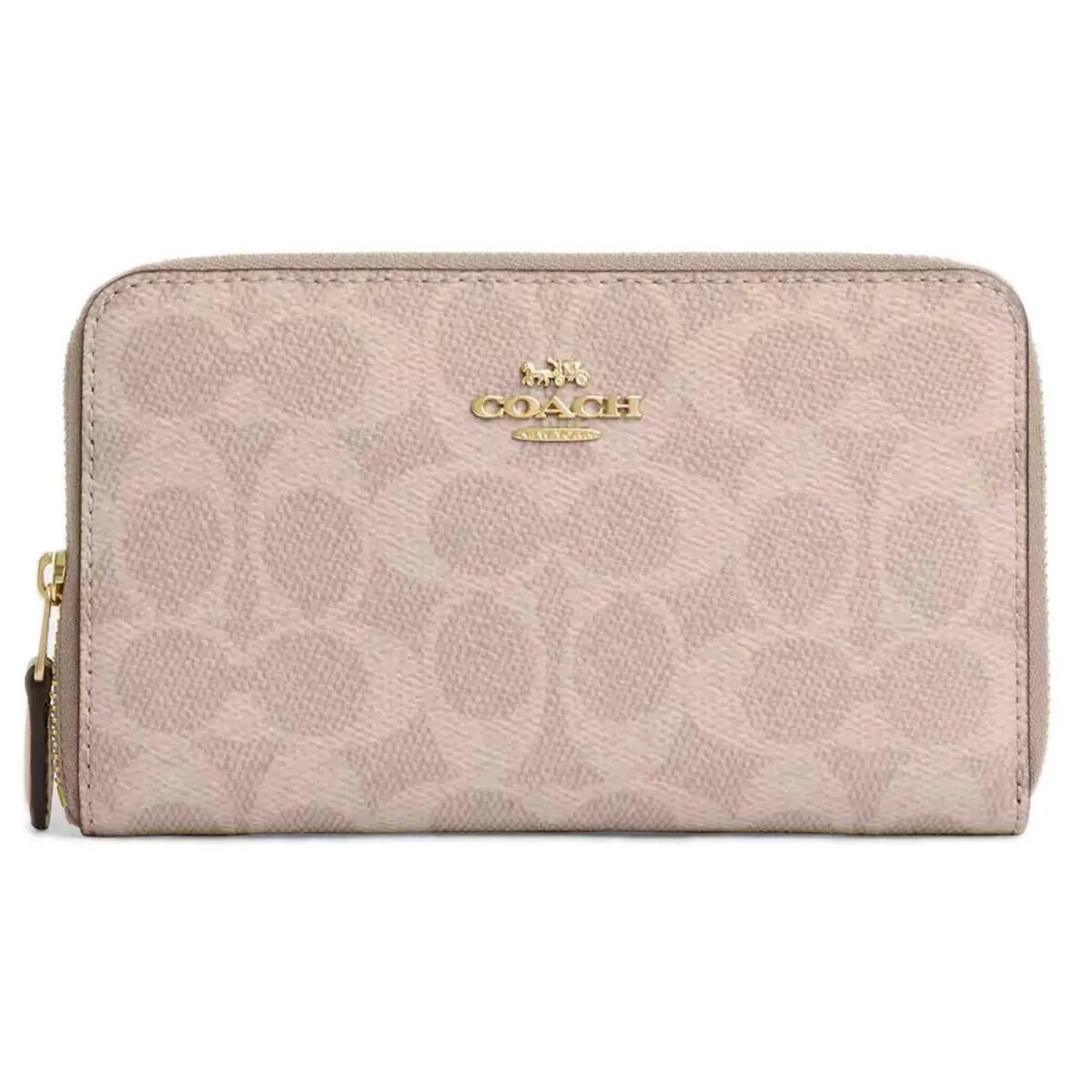 Coach Women`s Zip Wallet Signature Canvas Medium Id Gold/sand/chalk CW781 SD Chk