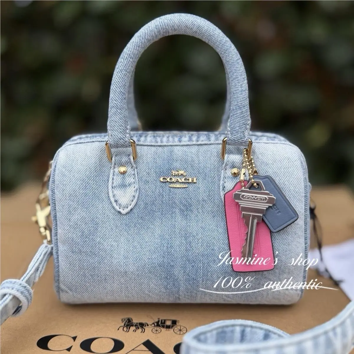 Mini Rowan Crossbody Bag Loved Denim CDY30 Im/ Light Indigo by Coach