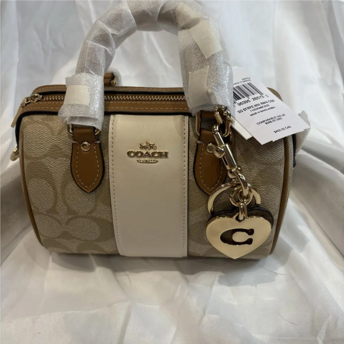 Coach Mini Tote Bag Rowan Satchel Light Khaki Chalk Light Saddle