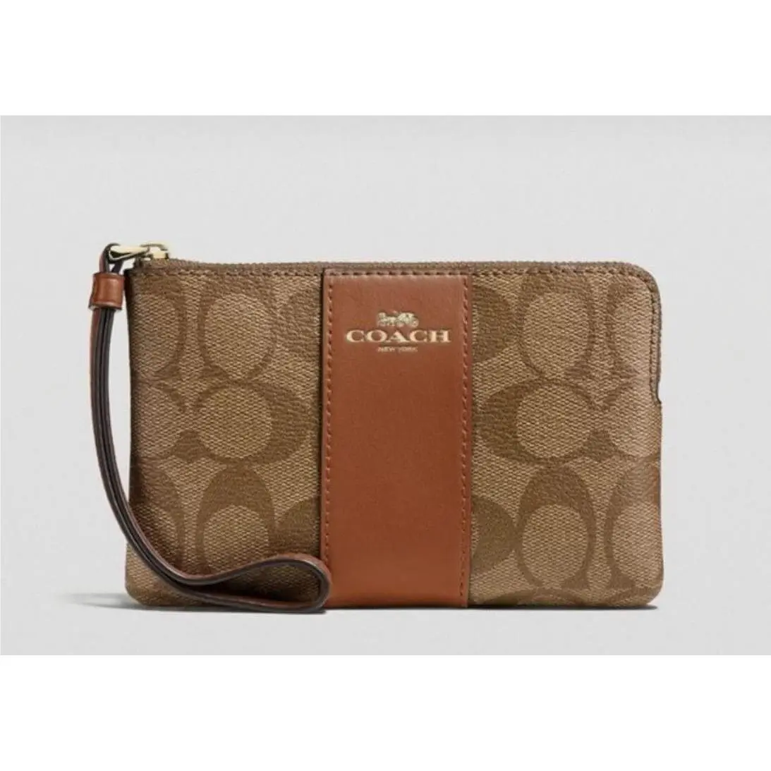 Coach Women`s Corner Zip Wristlet in Signature Canvas Size: 6 1/4 x 4 x 1/2