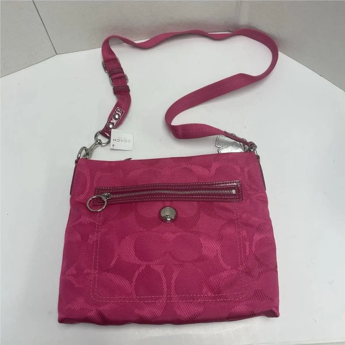 Coach Daisy Signature Tote Crossbody Bag Purse F14872 - Pink Fuchsia