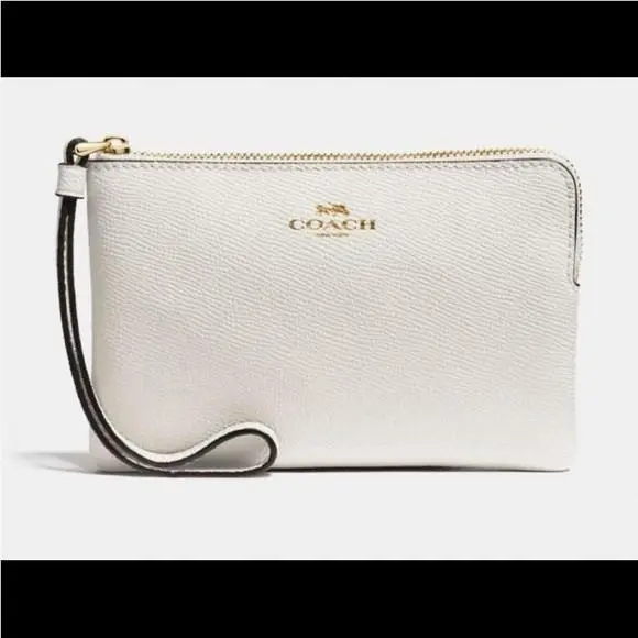 Coach Corner Zip Wristlet In Signature Leather
