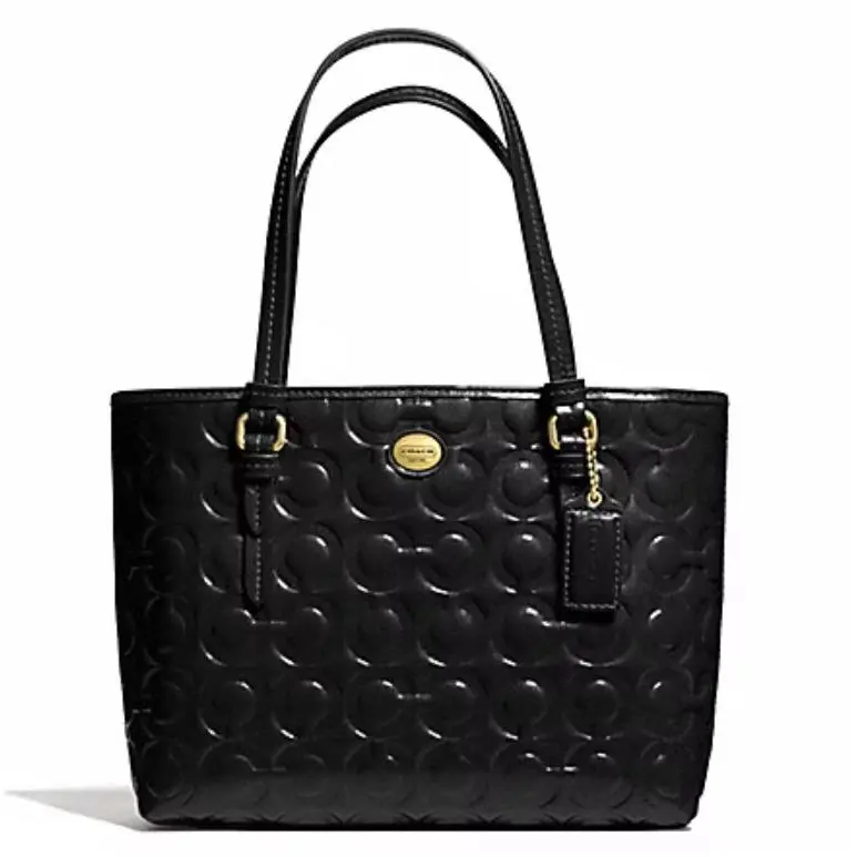 Coach Peyton OP Art Embossed Patent Top Handle Tote Coach F50540 Brass/black