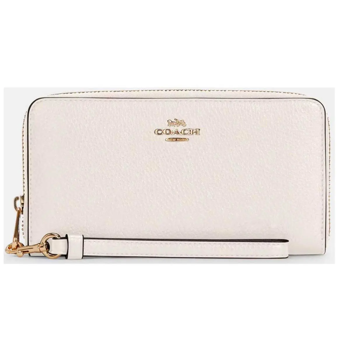 Coach Women`s Wallet Refined Pebble Leather Long Zip Around Gold/chalk C4451 Chk
