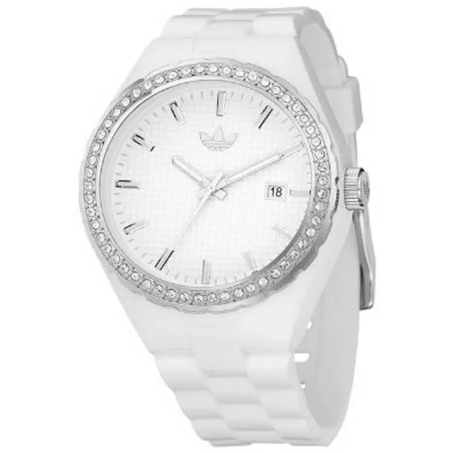 Adidas White Silver Resin with Crystals Strap Date Cambridge Watch ADH2033