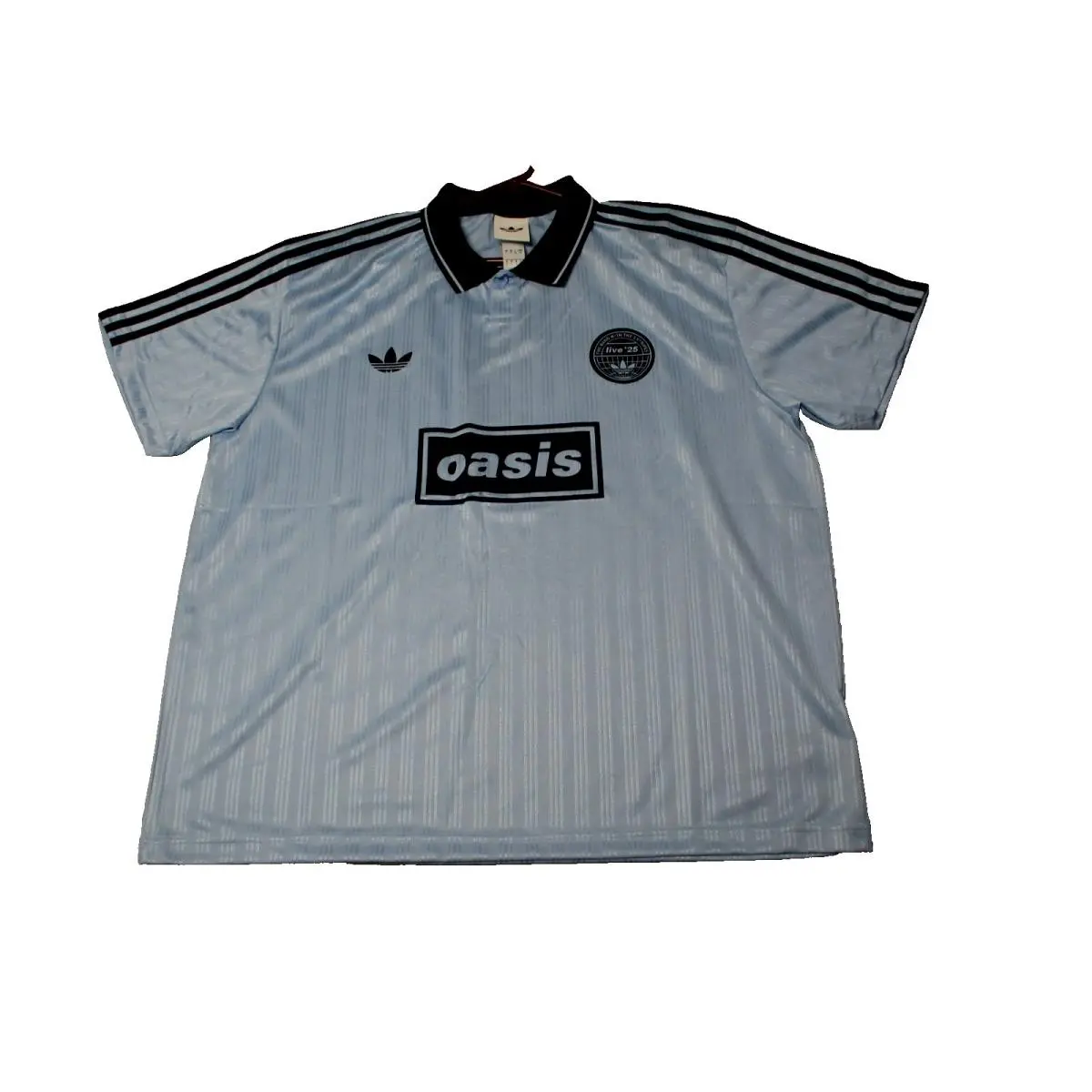 Adidas x Oasis Tour Jacquard Jersey Shirt Light Blue Live 25` Mens Sz Medium
