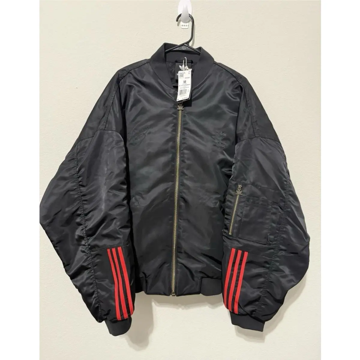 Adidas x Willy Chavarria Satin Bomber Oversized Jacket KD9361 Black Men’s Size M