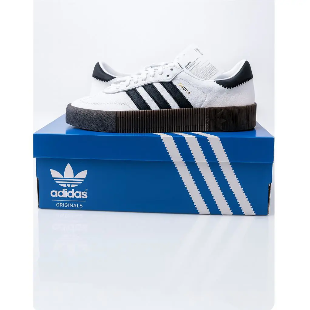 Adidas Sambarose Women’s Sneakers White Black Gum AQ1134 Size 9 Originals