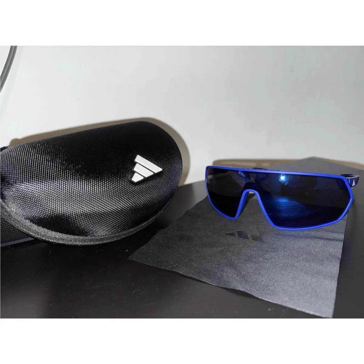 Adidas Sport Performance Running Athlete Active Sunglasses SP0089 Blue HD Mirror