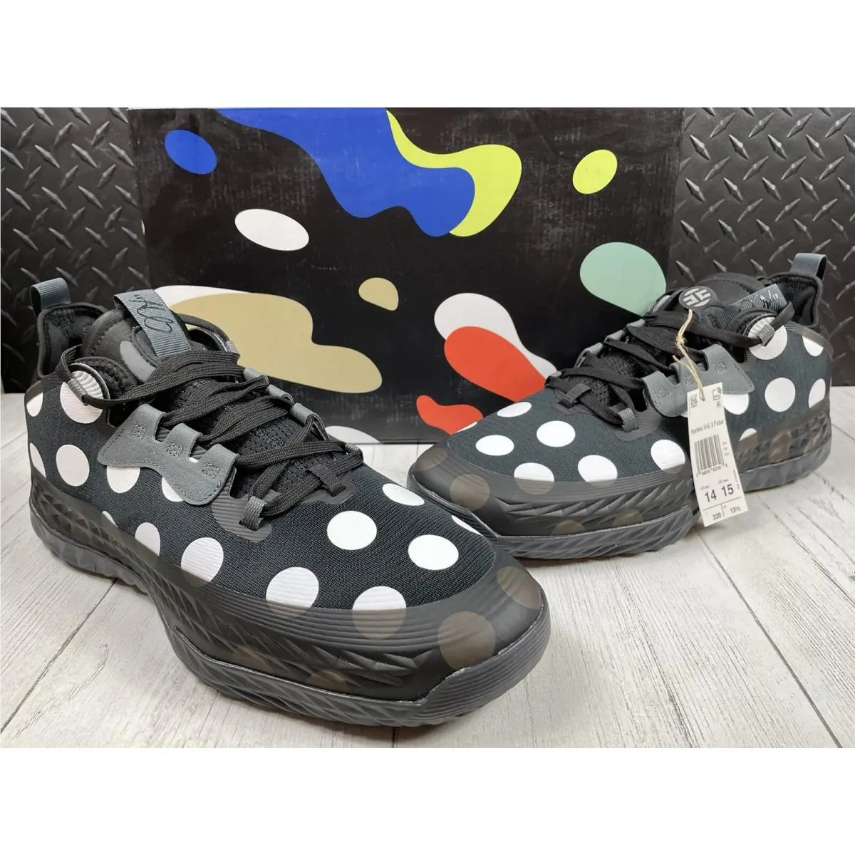 Size 14 - Adidas Harden Vol 5 Futurenatural Mens Polka Dot Black Sneaker H68597