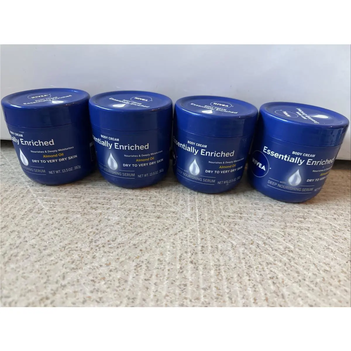 4 Pack Nivea Body Cream Essentially Enriched Almond Oil Dry Skin 13.5 oz