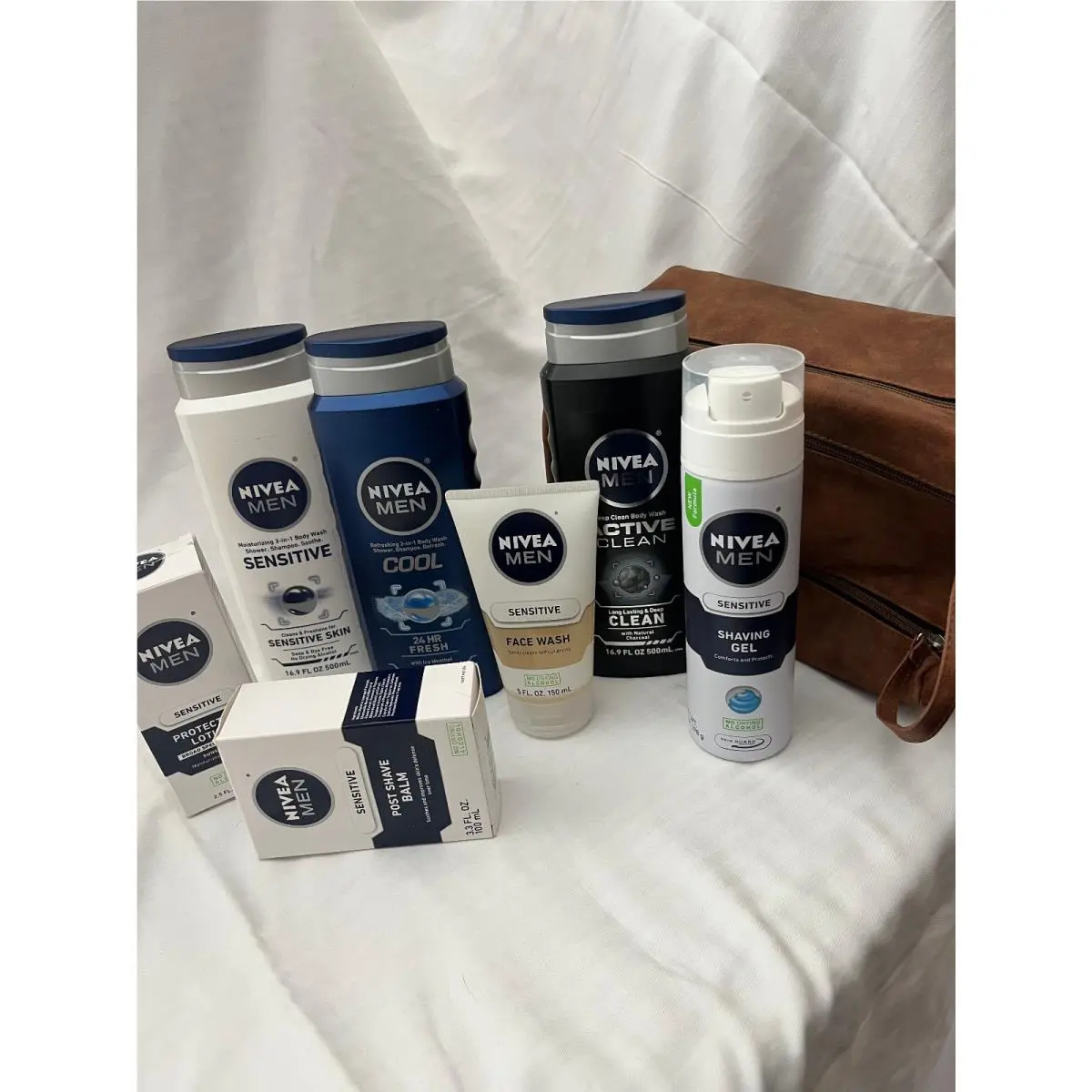 8 Piece Mens  Skin Sensitive Body Products W/bag by Nivea