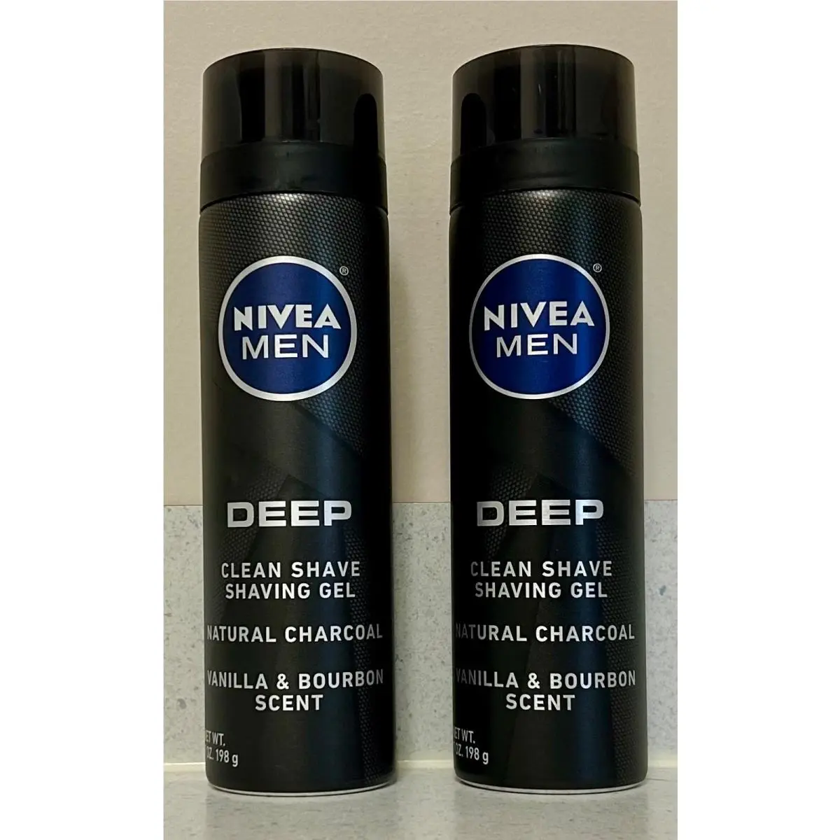 2 Nivea Men Deep Clean Shave Shaving Gel Natural Charcoal Vanilla Bourbon 7oz ea