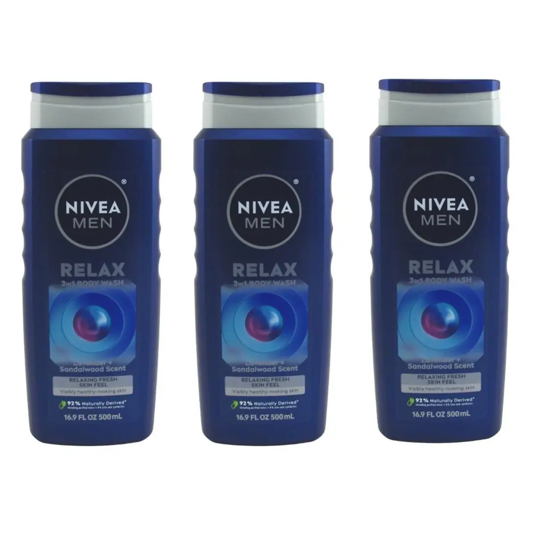 BL Nivea Men Body Wash 3-In-1 Lavender Sandalwood 16.9oz X 3 Packs