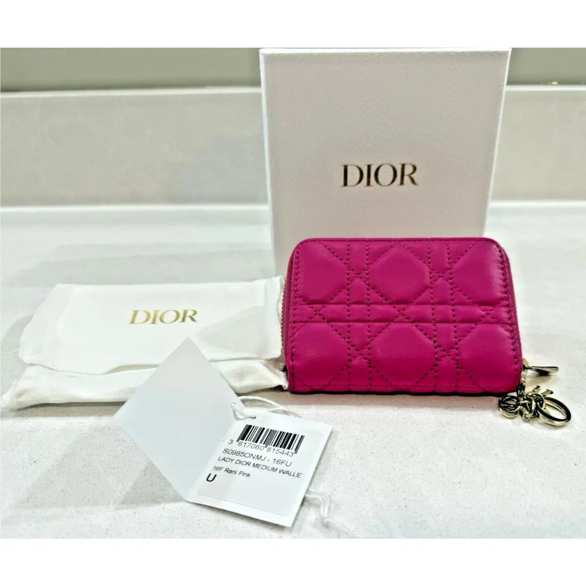 Dior Small Lady Dior Voyageur Coin Purse Rani Pink Cannage Lambskin Leather