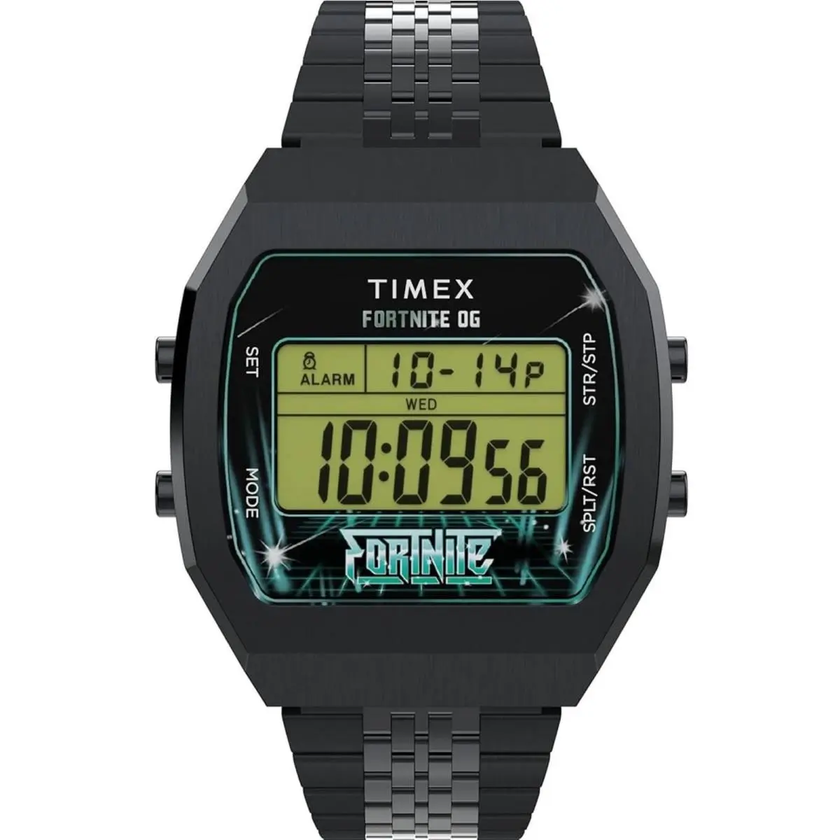 Unisex Watch Fortnite T80 Alarm Grey Digi Dial Black Bracelet TW2Y46000JR by Timex