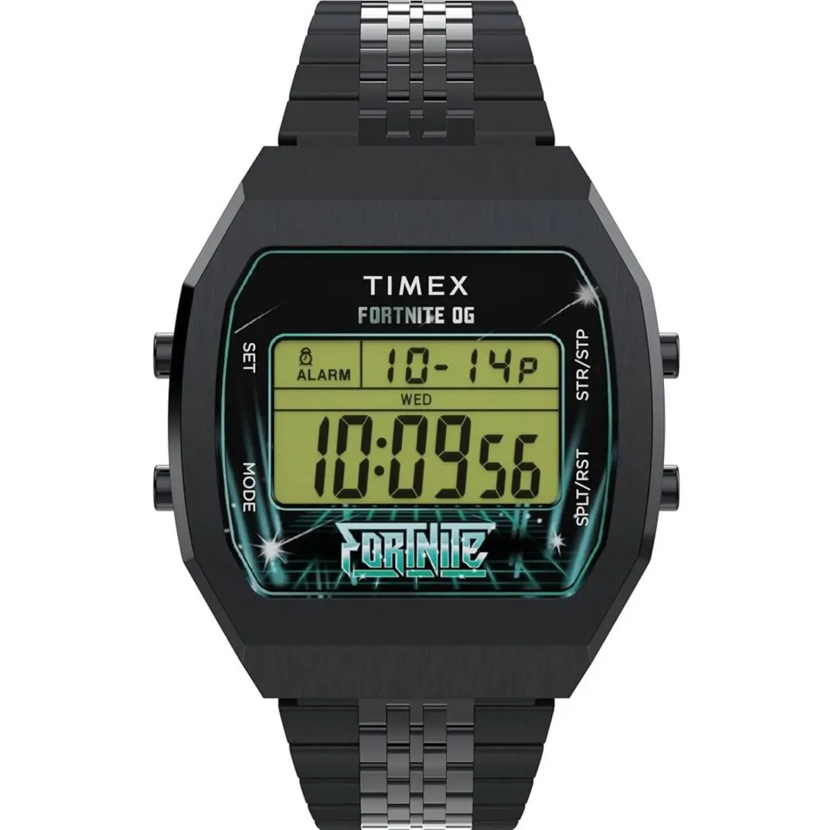 Unisex Watch Fortnite T80 Alarm Grey Digi Dial Black Bracelet TW2Y46000JR by Timex