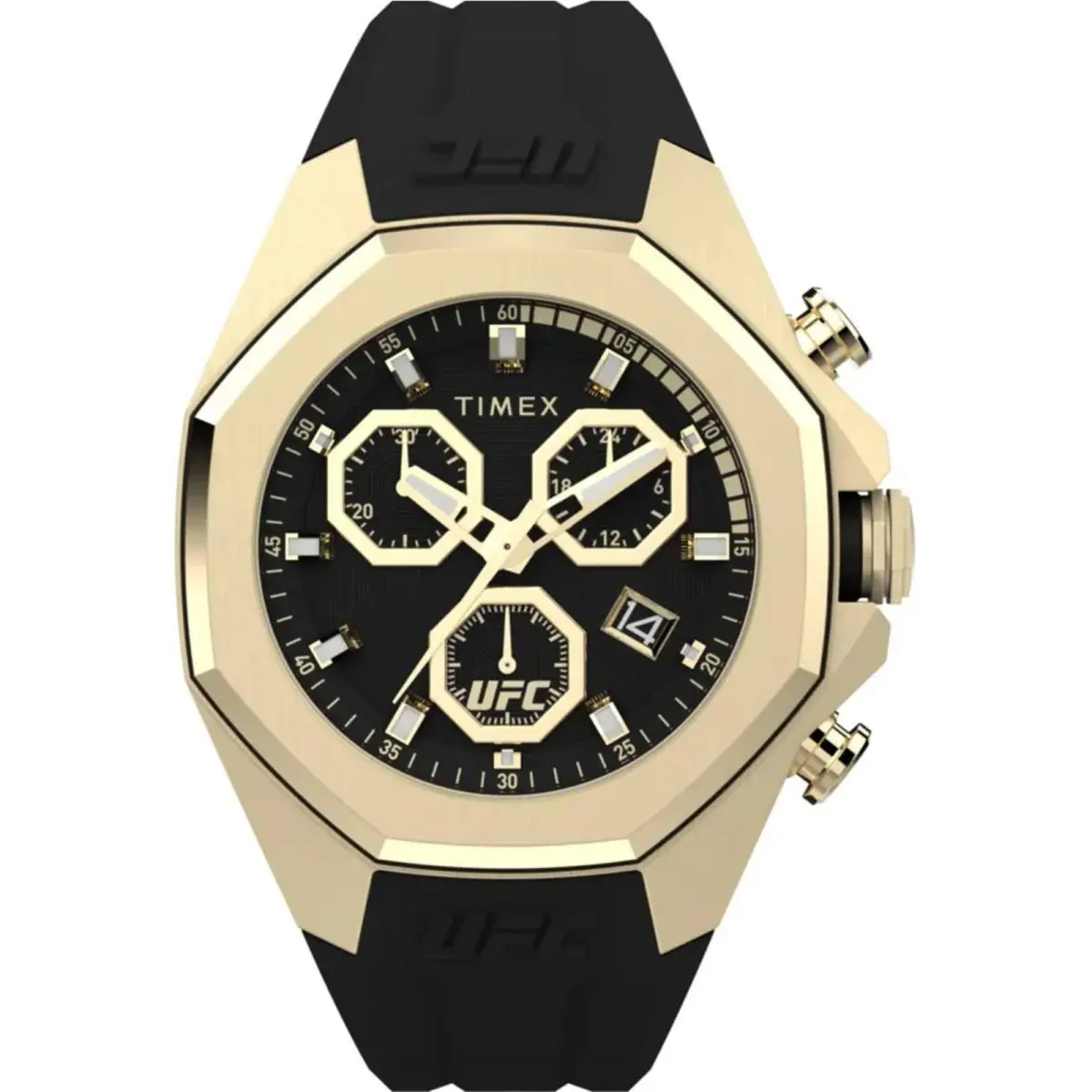 Timex Men`s Watch Ufc Pro Chronograph Black Dial Silicone Strap TW2W69800VQ